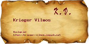 Krieger Vilmos névjegykártya